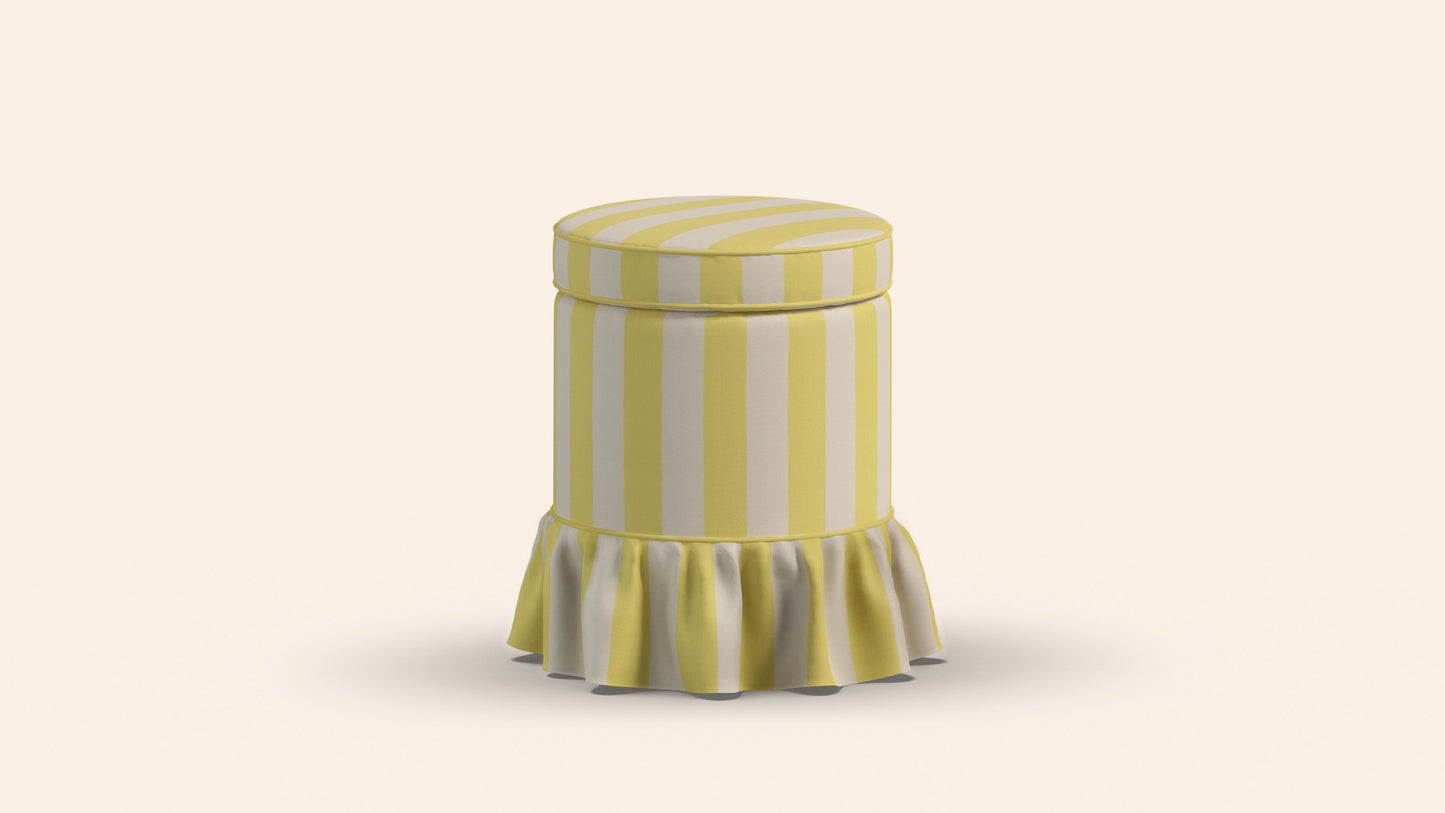 Aurora Footstool Sonia Stripe Citron with Skirt