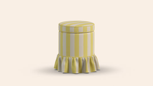 Aurora Footstool Sonia Stripe Citron with Skirt