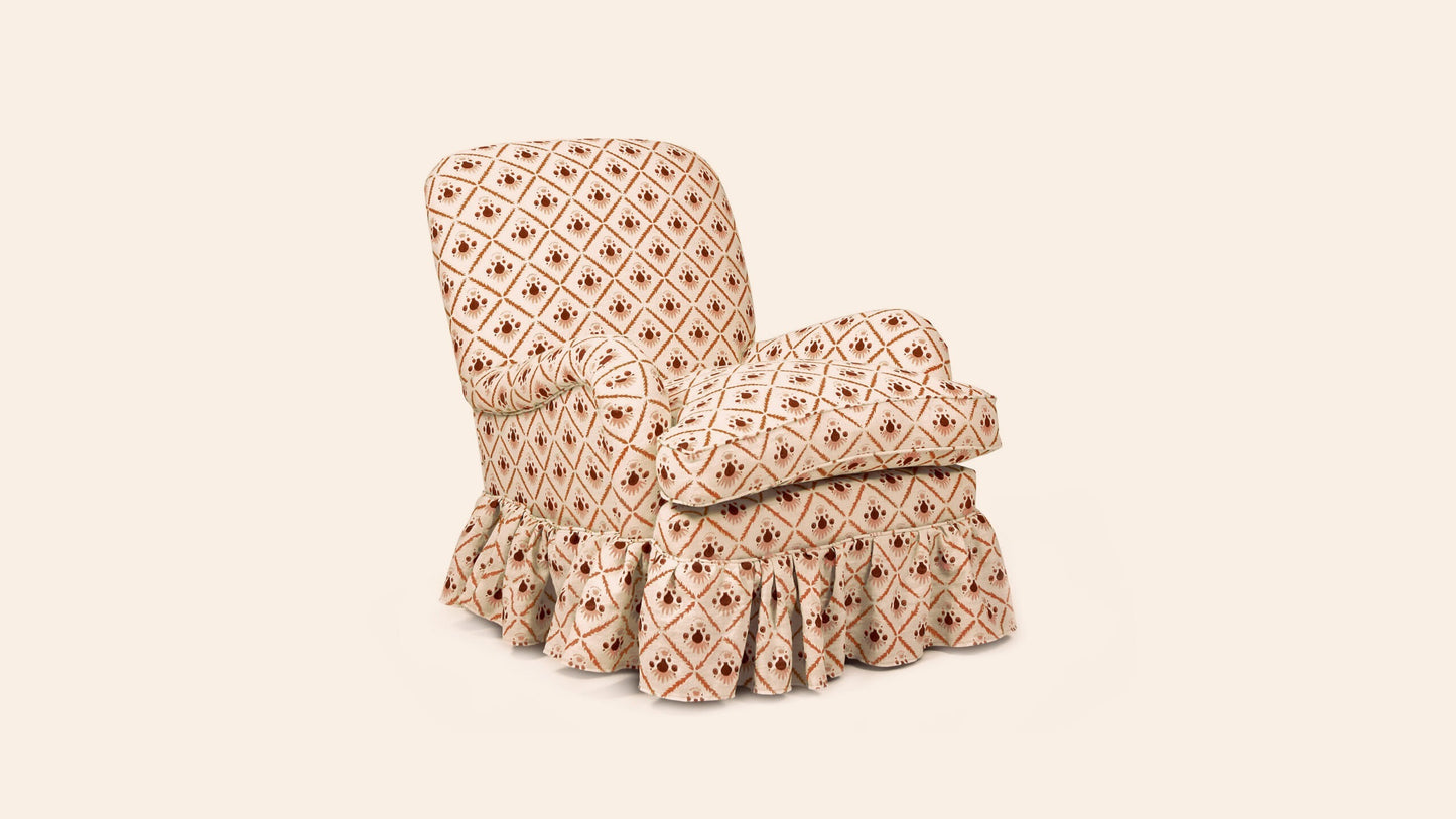 Sofia Armchair in Pome Dusky Pink with Skirt