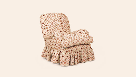 Sofia Armchair in Pome Dusky Pink with Skirt